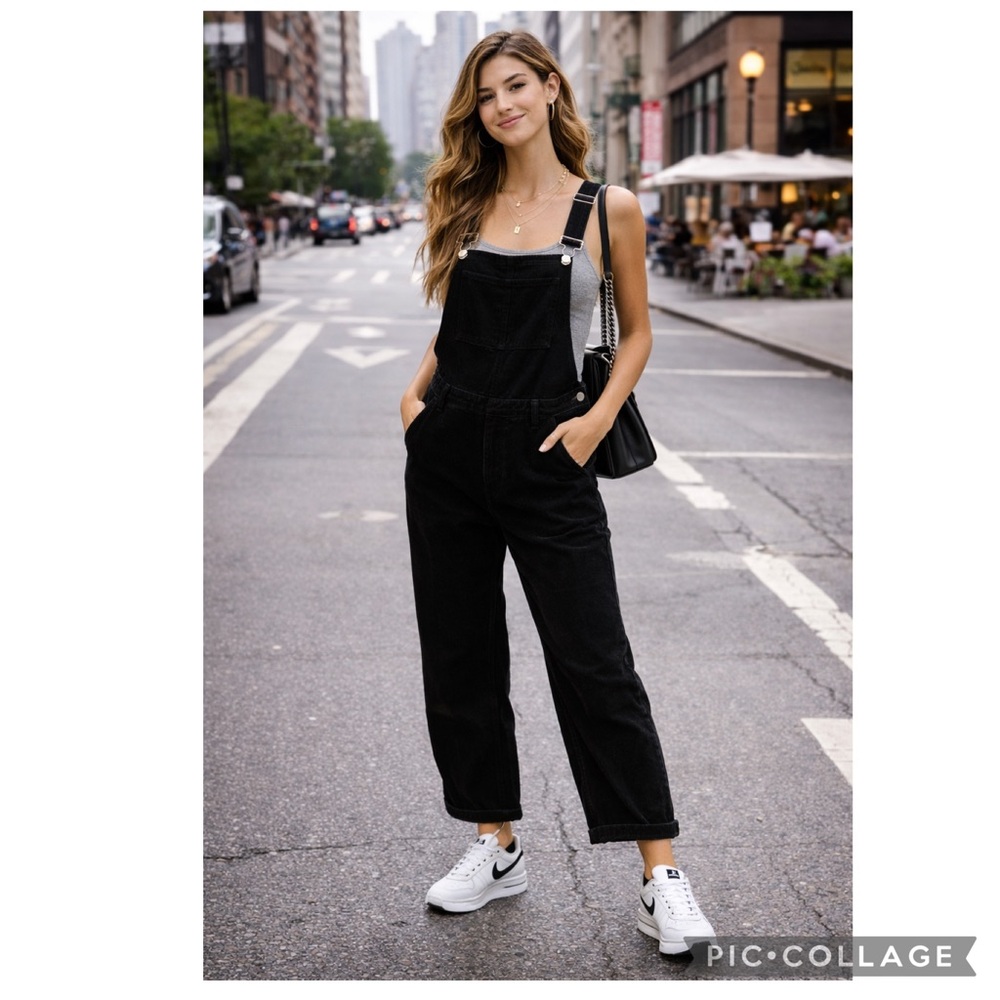 SIGNATURE8 BLACK CORDUROY OVERALLS